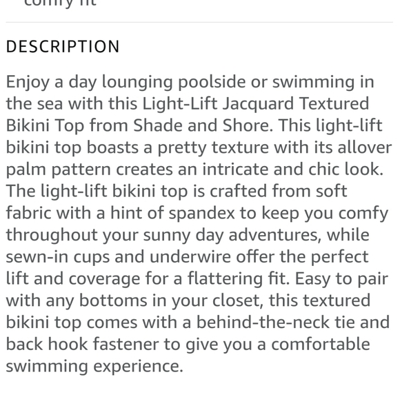 Shade & Shore Leaf Jacquard Underwire Bikini Top Size 34D # - Picture 4 of 7